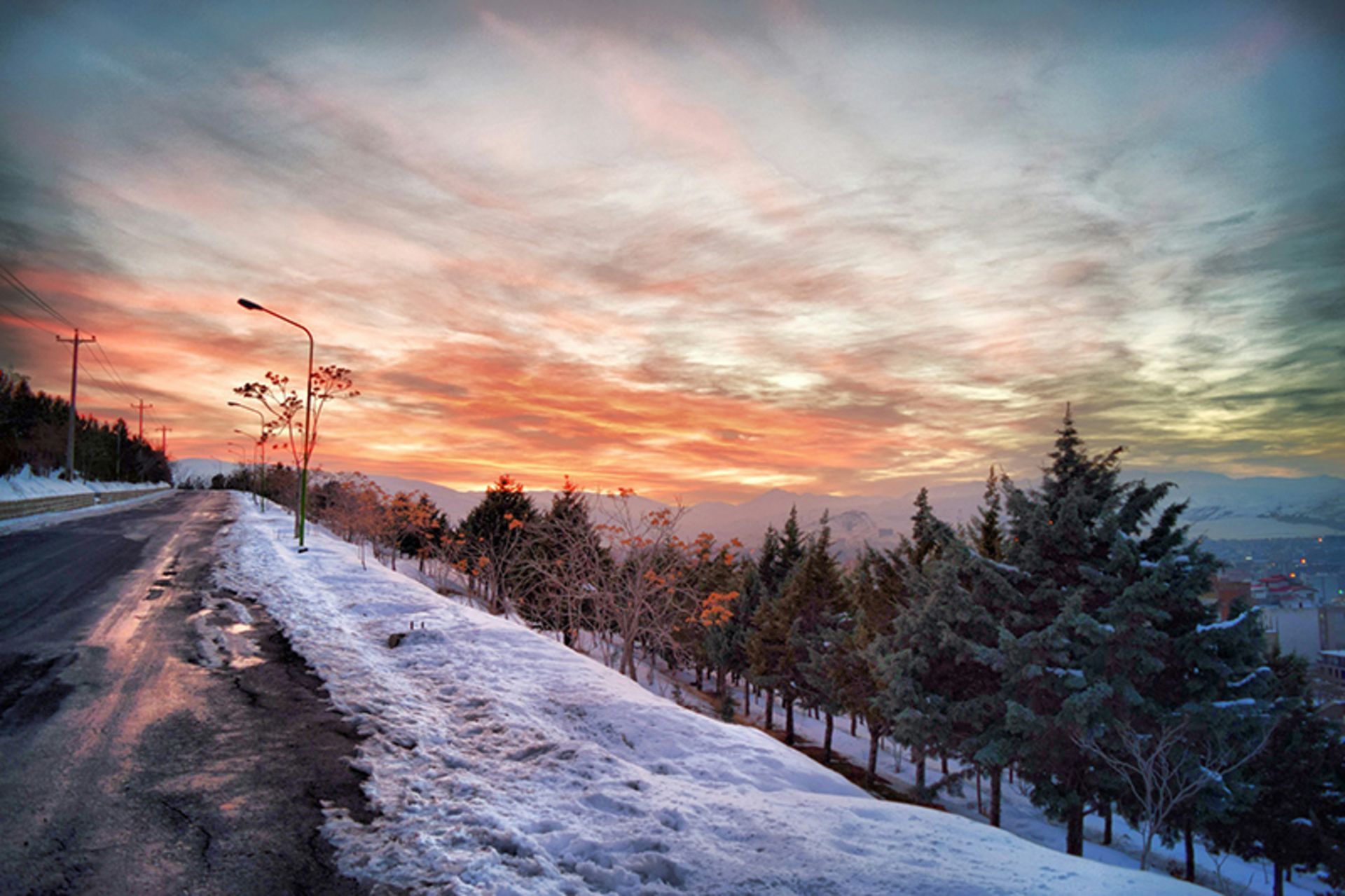 Snow landscape of Urmia city