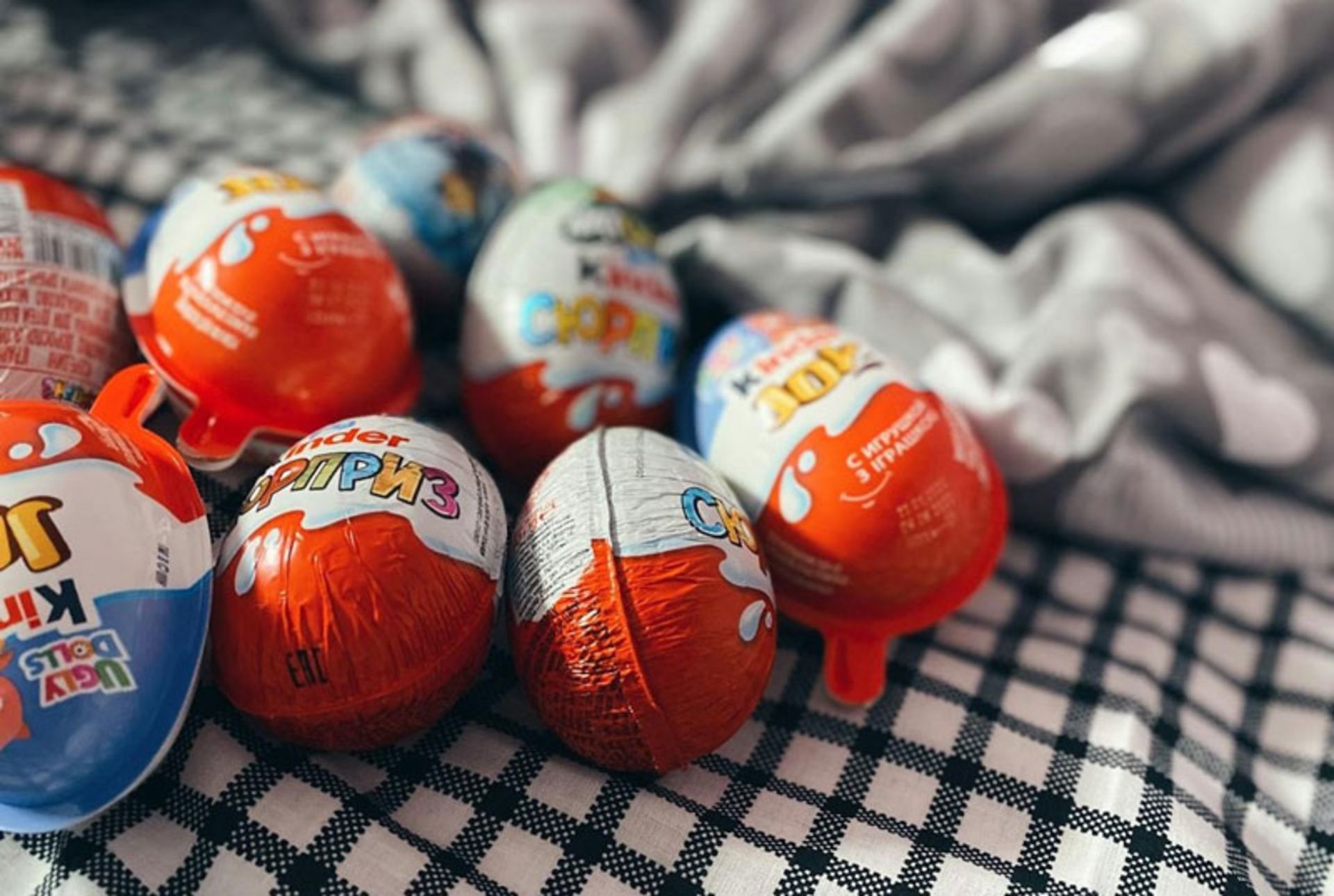 Kinder lucky egg on a napkin
