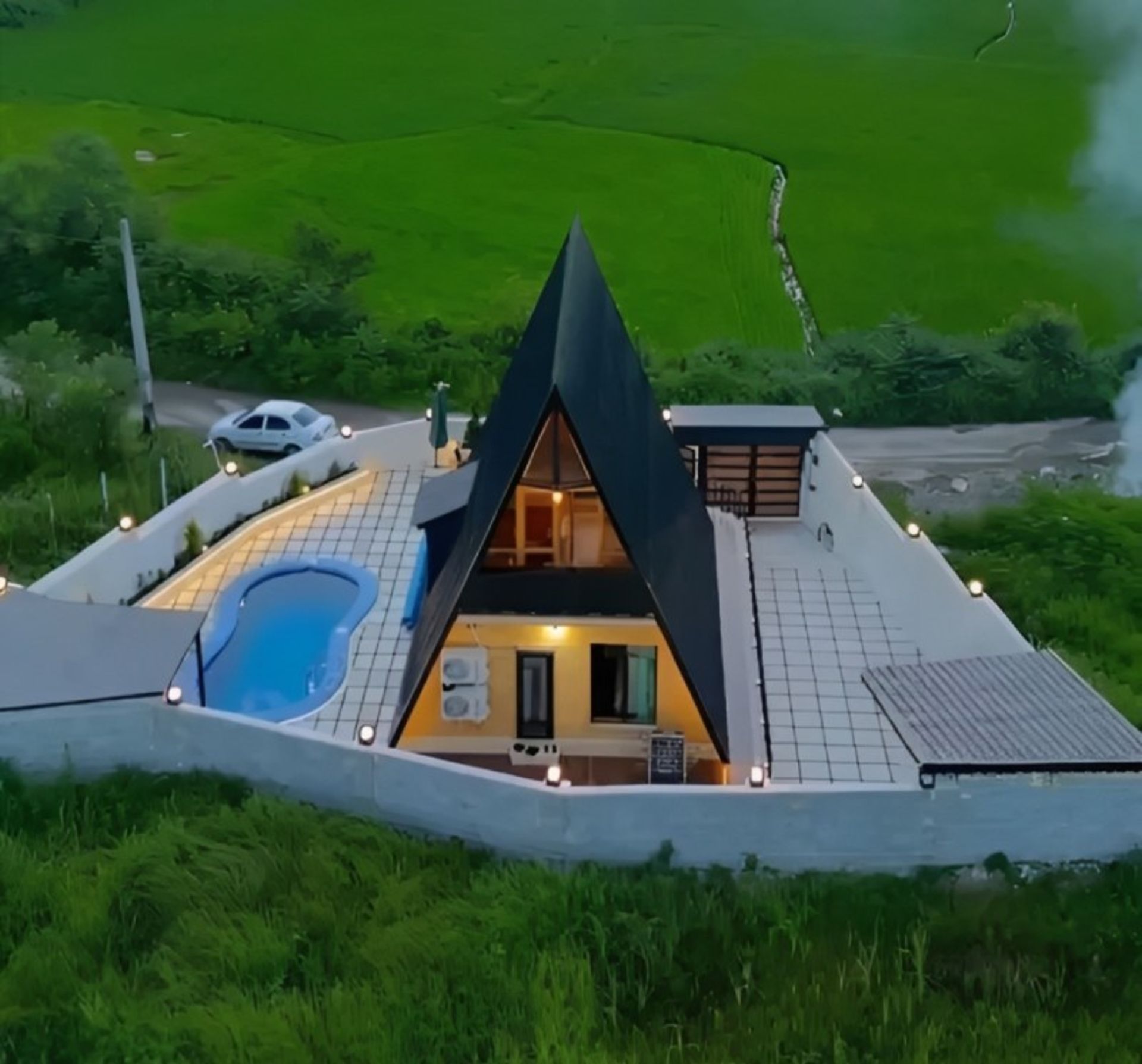 Aerial photo of the Swiss hut in Rasht