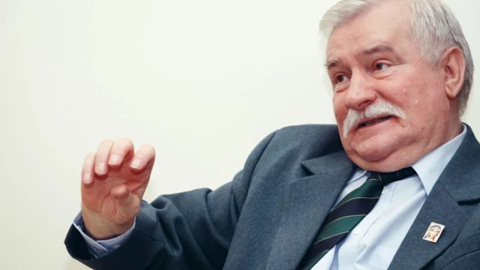 Lech Walesa being ierviewed