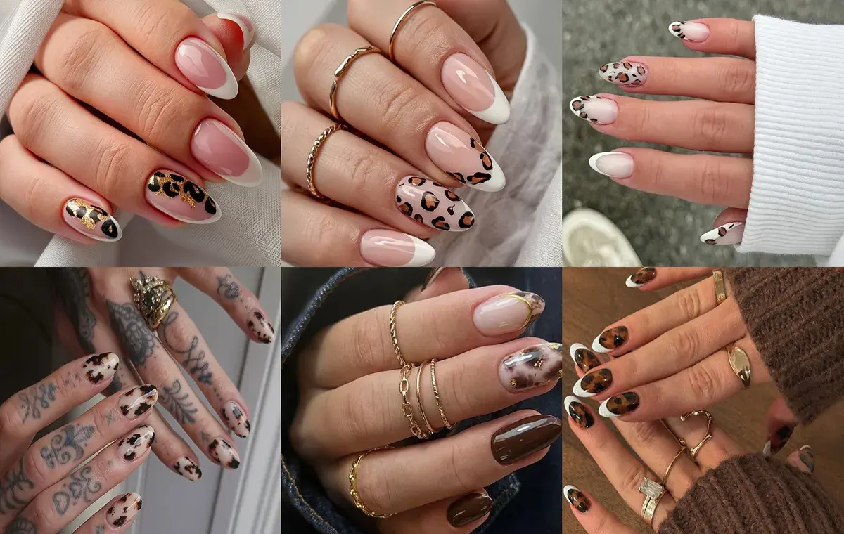 White leopard nail design