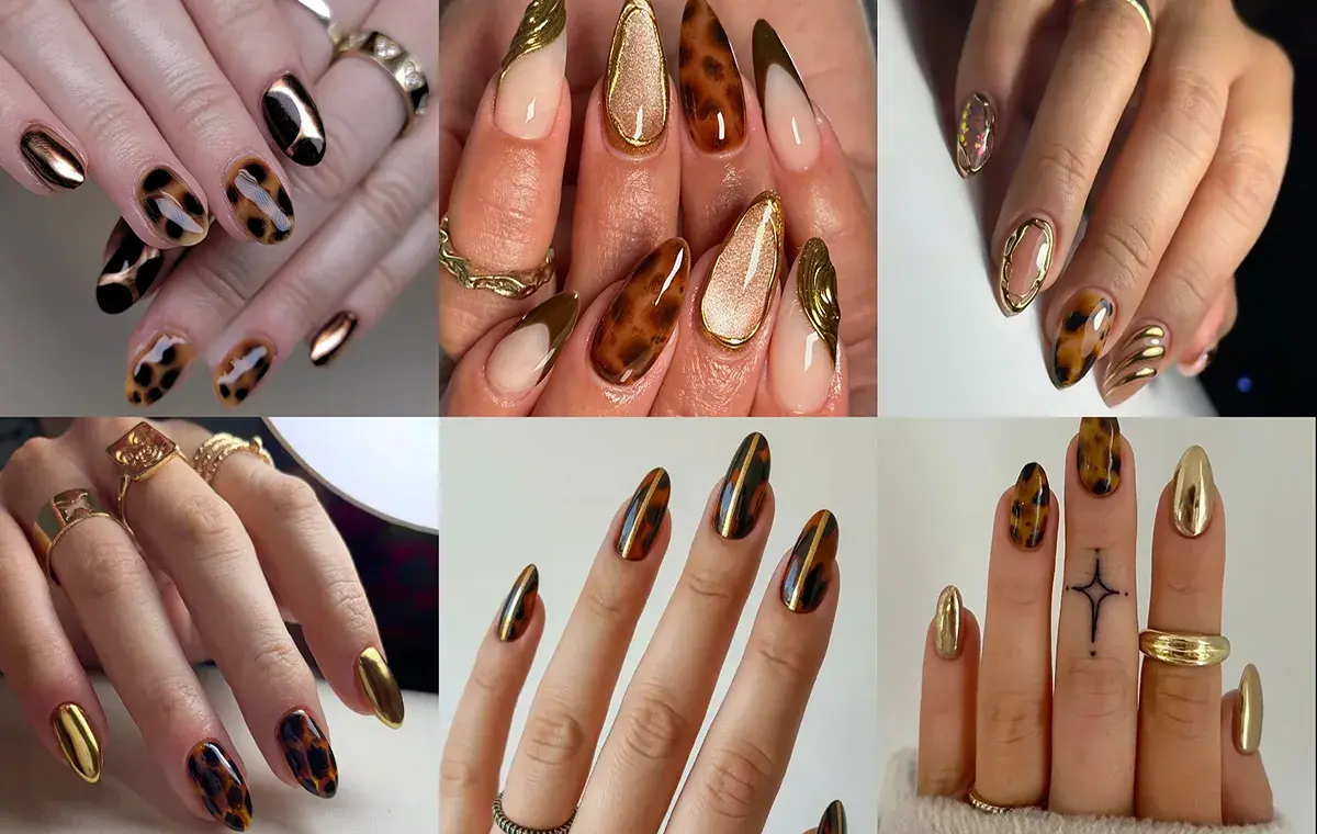 Chrome leopard nail design