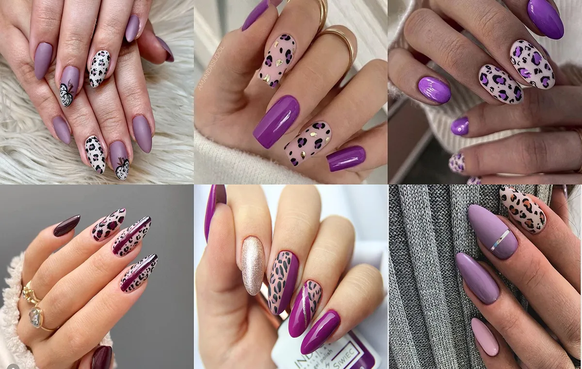 Purple leopard nail design
