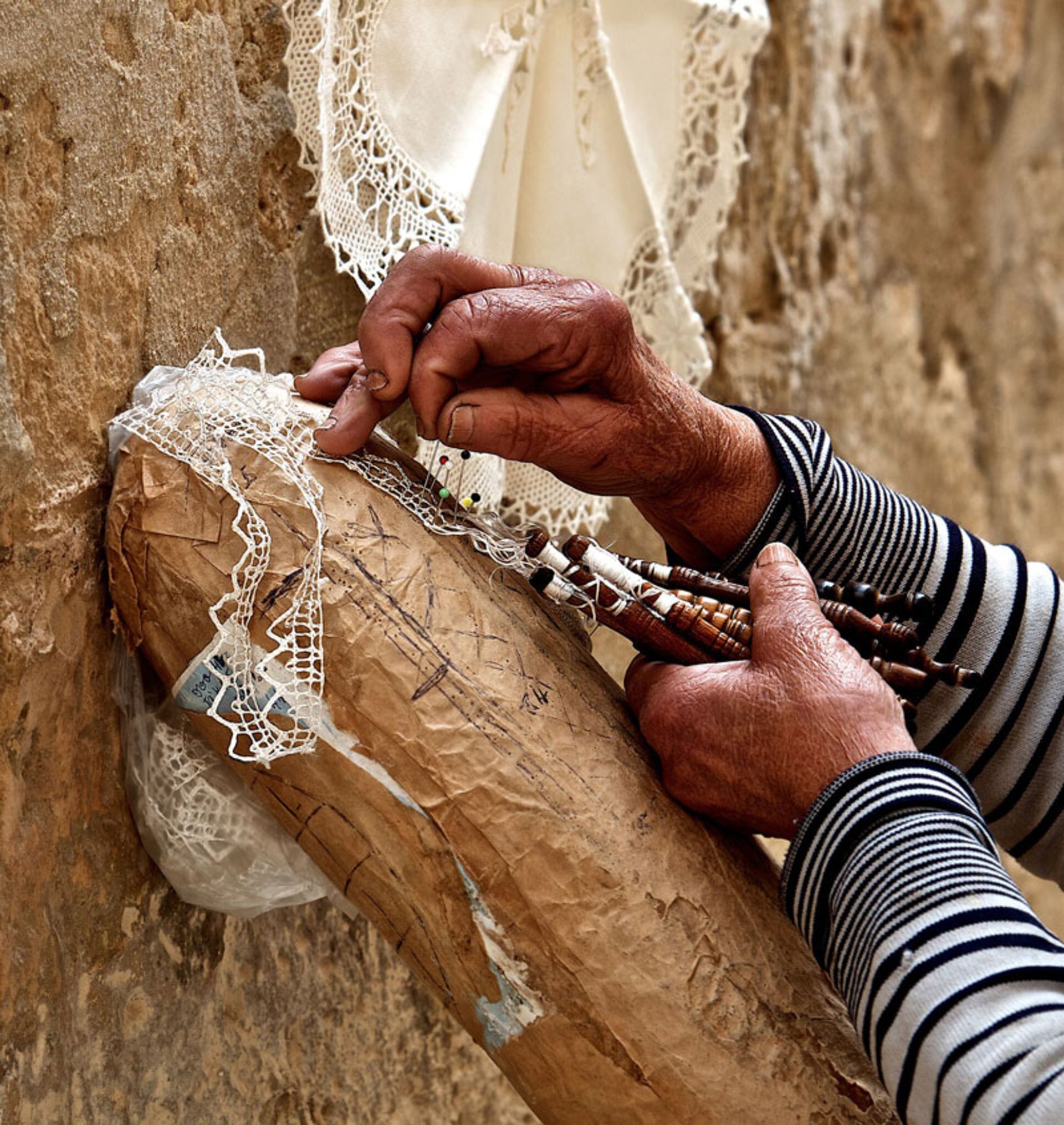 Local Maltese artist weaving