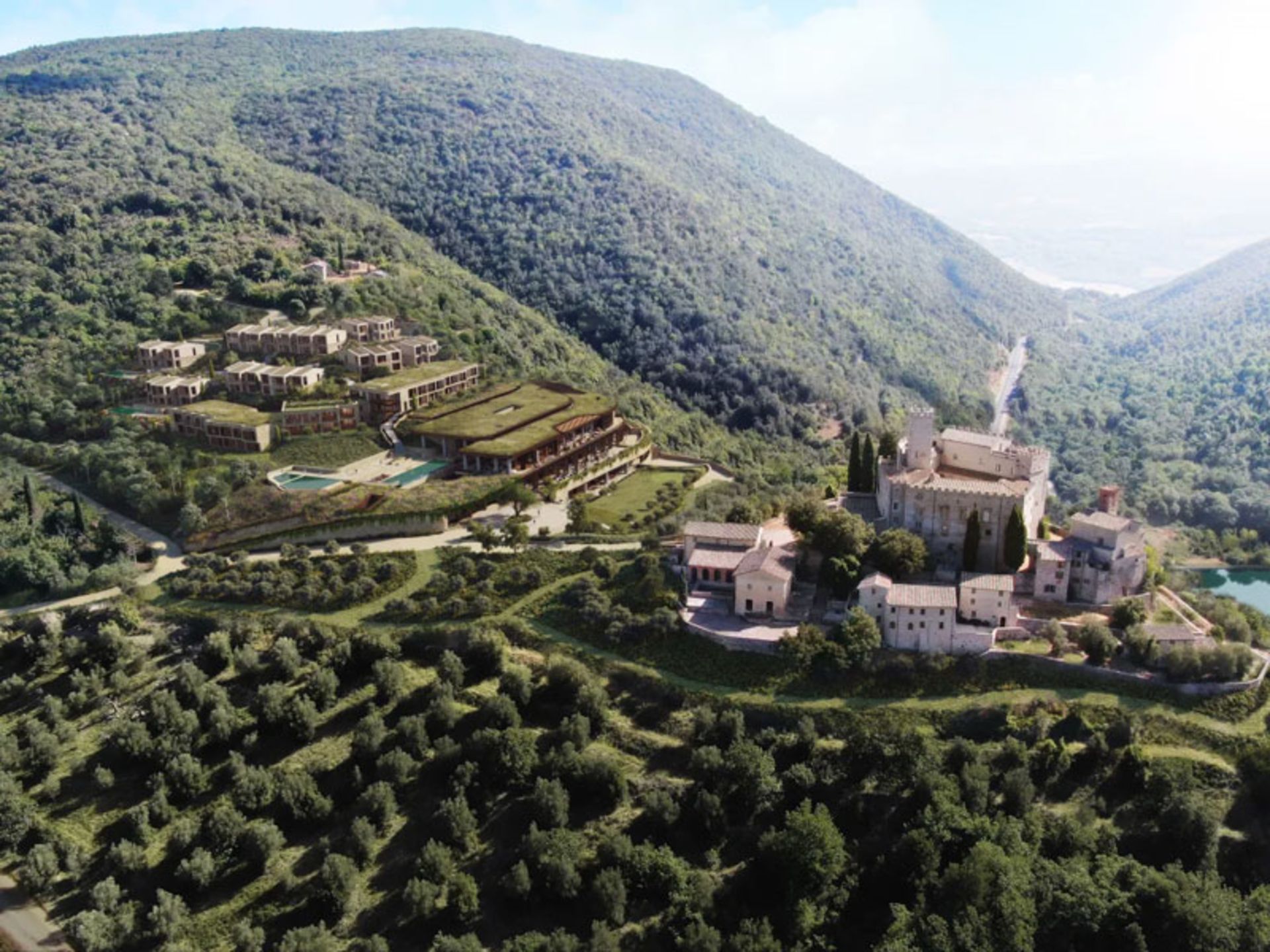 Historical castle on a forested hill