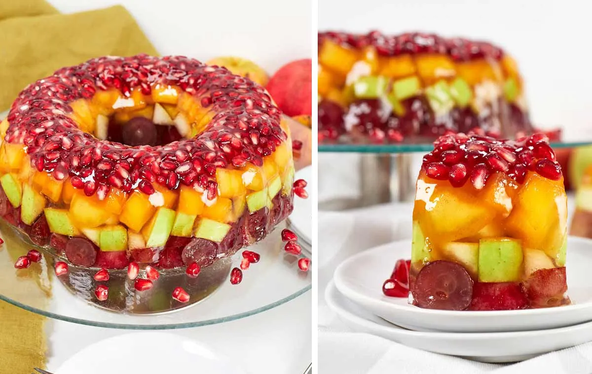 Pomegranate jelly and autumn fruits