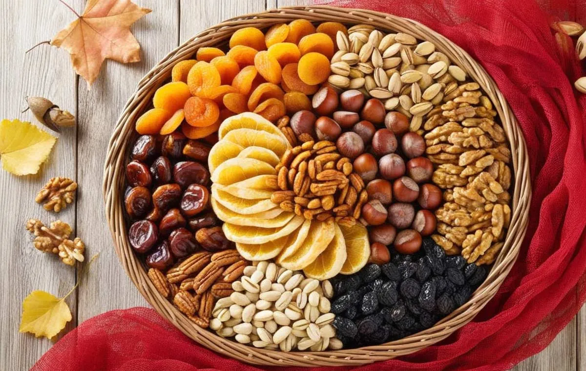 Idea for decorating Yalda night nuts in the basket