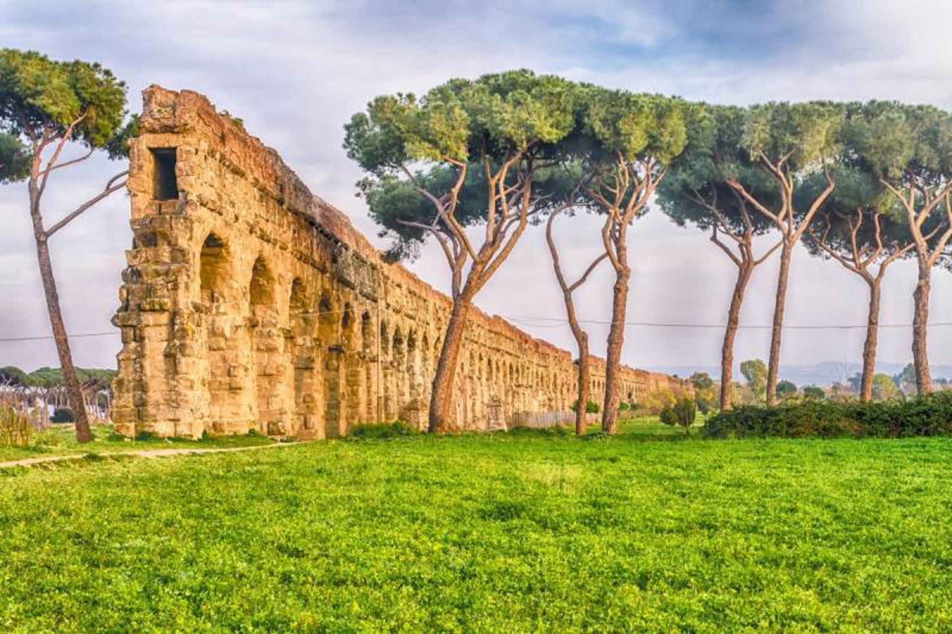 Abareh and green nature in the Abareh park of Rome in Italy