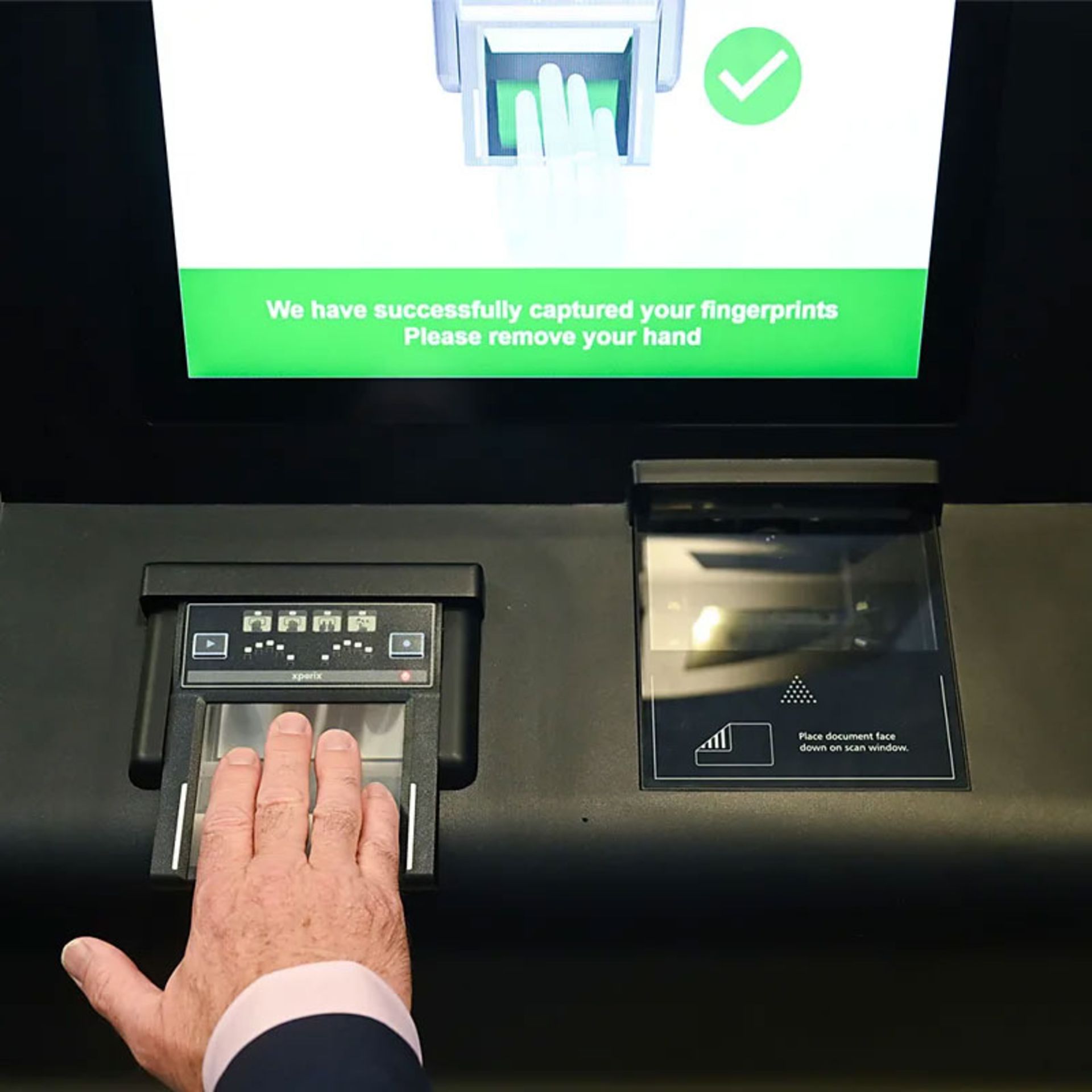 Biometric scanner to register fingerpris at the border