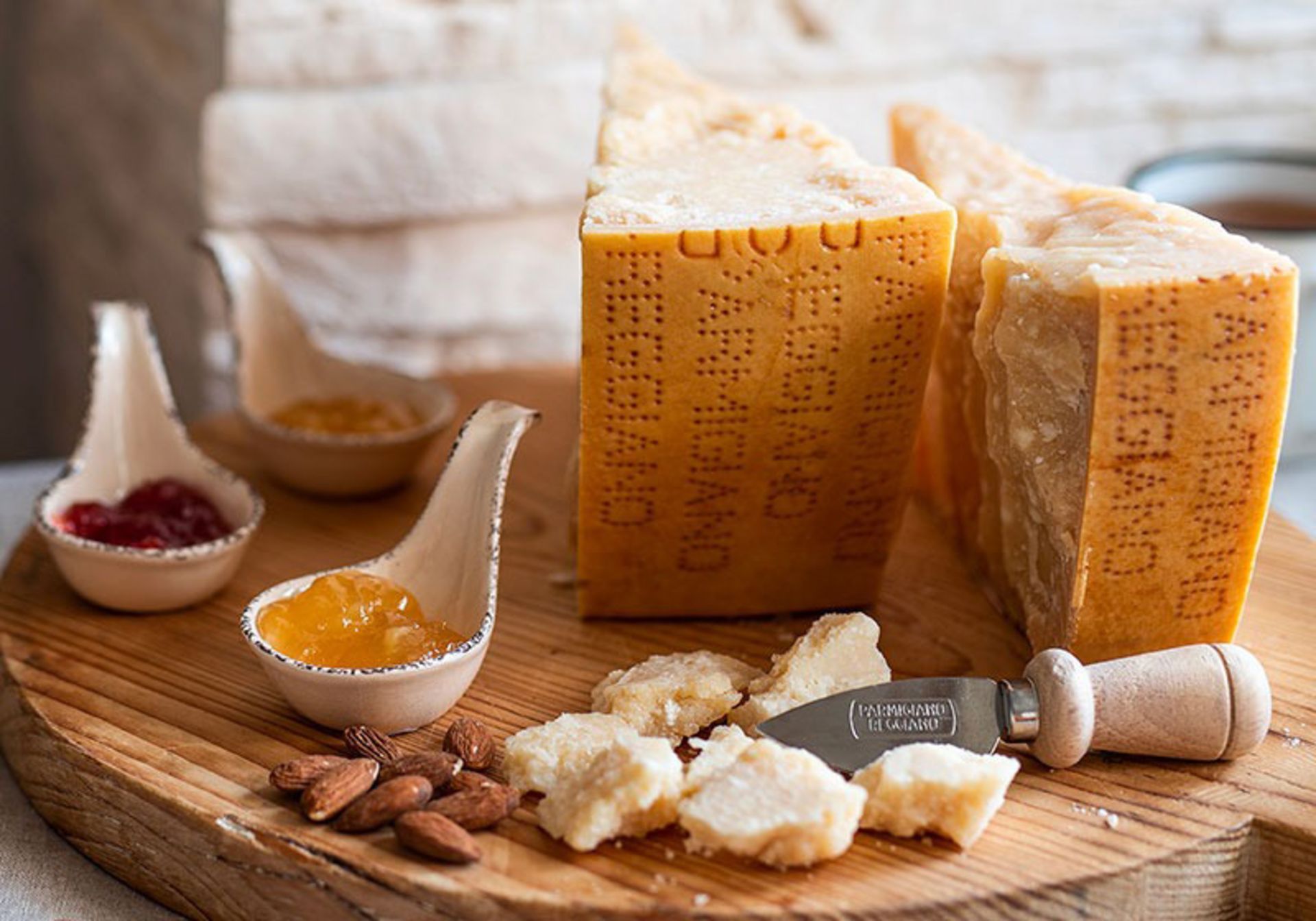 Parmesan cheese with jam and honey