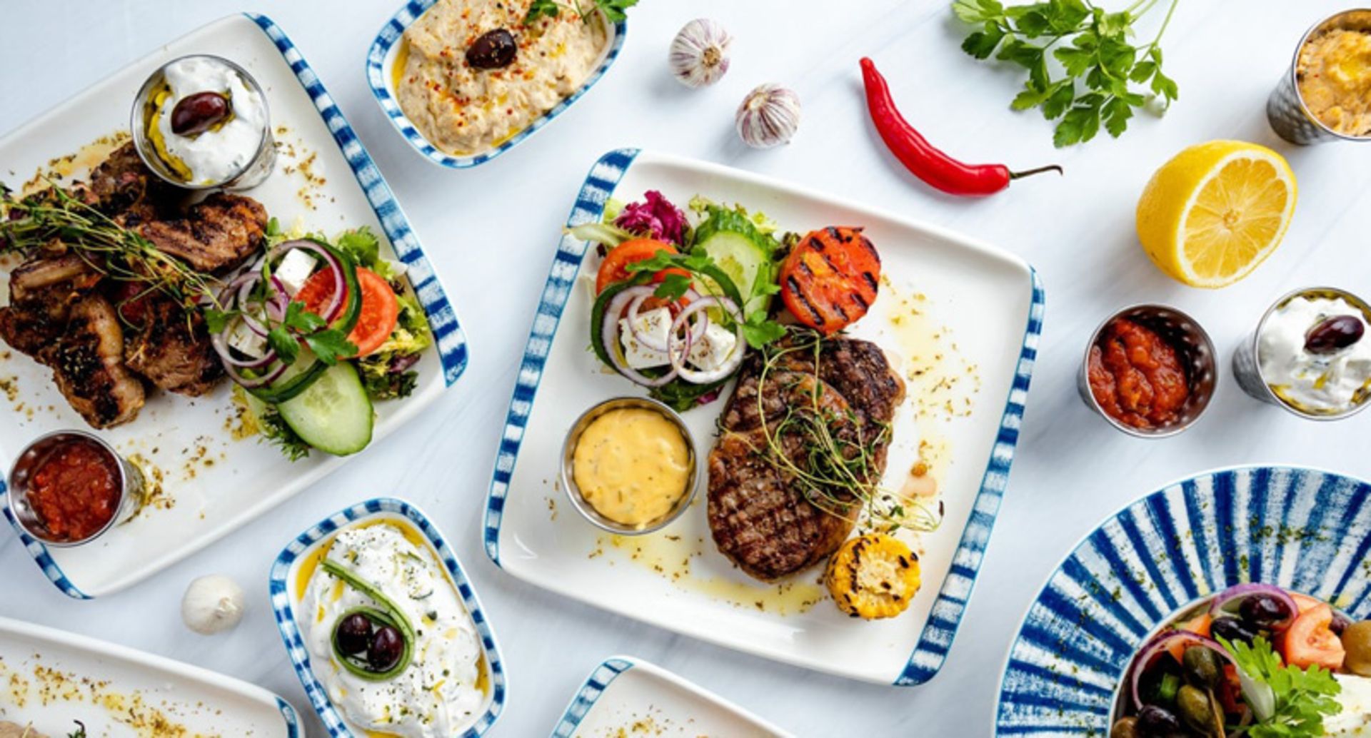 Steak plate and Swedish food table