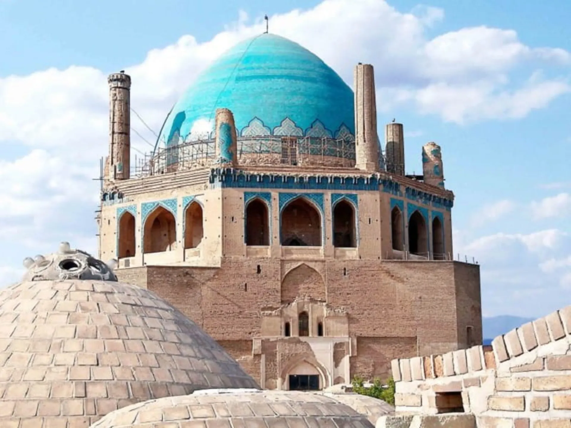 A view of Soltanieh dome with turquoise tiles