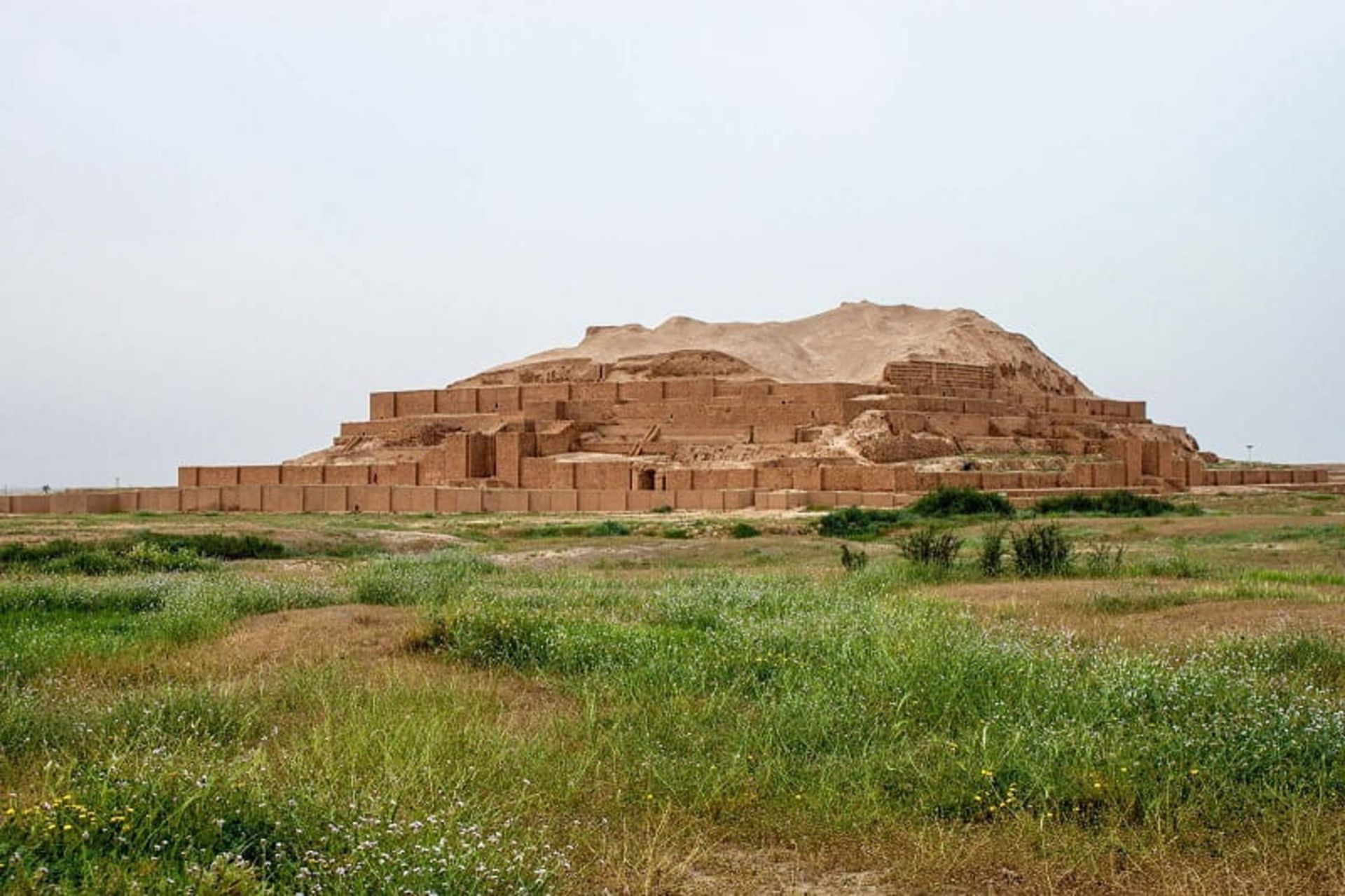The remains of Chaghazanbil in the green plain of Khuzestan Khamat border