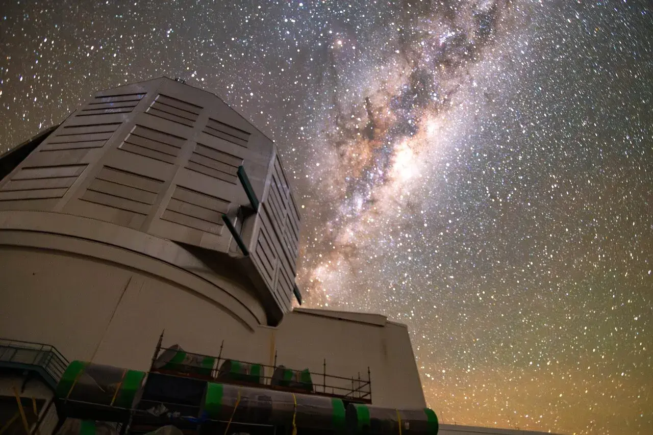 Milky way galaxy next to Vera Rubin observatory