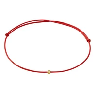 Women's 18-carat gold bracelet with Leirda cotton band, Red String model