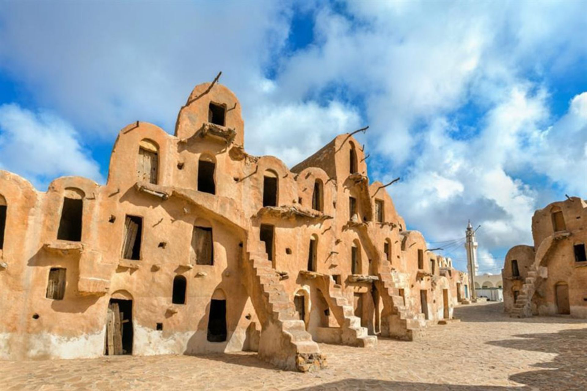 Tatavin Castle, Tunisia under a cloudy sky