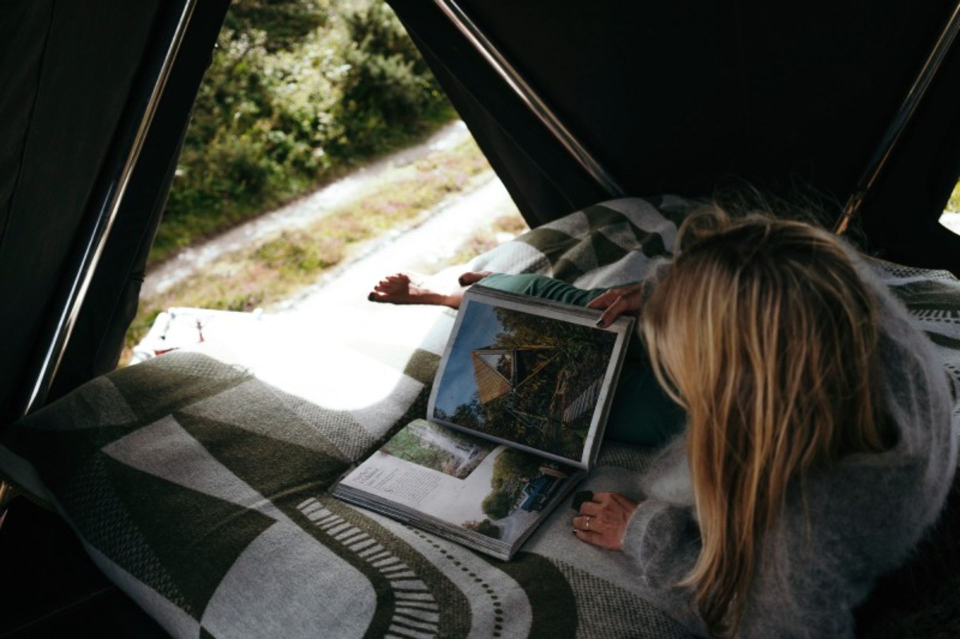 The interior of the tent tent