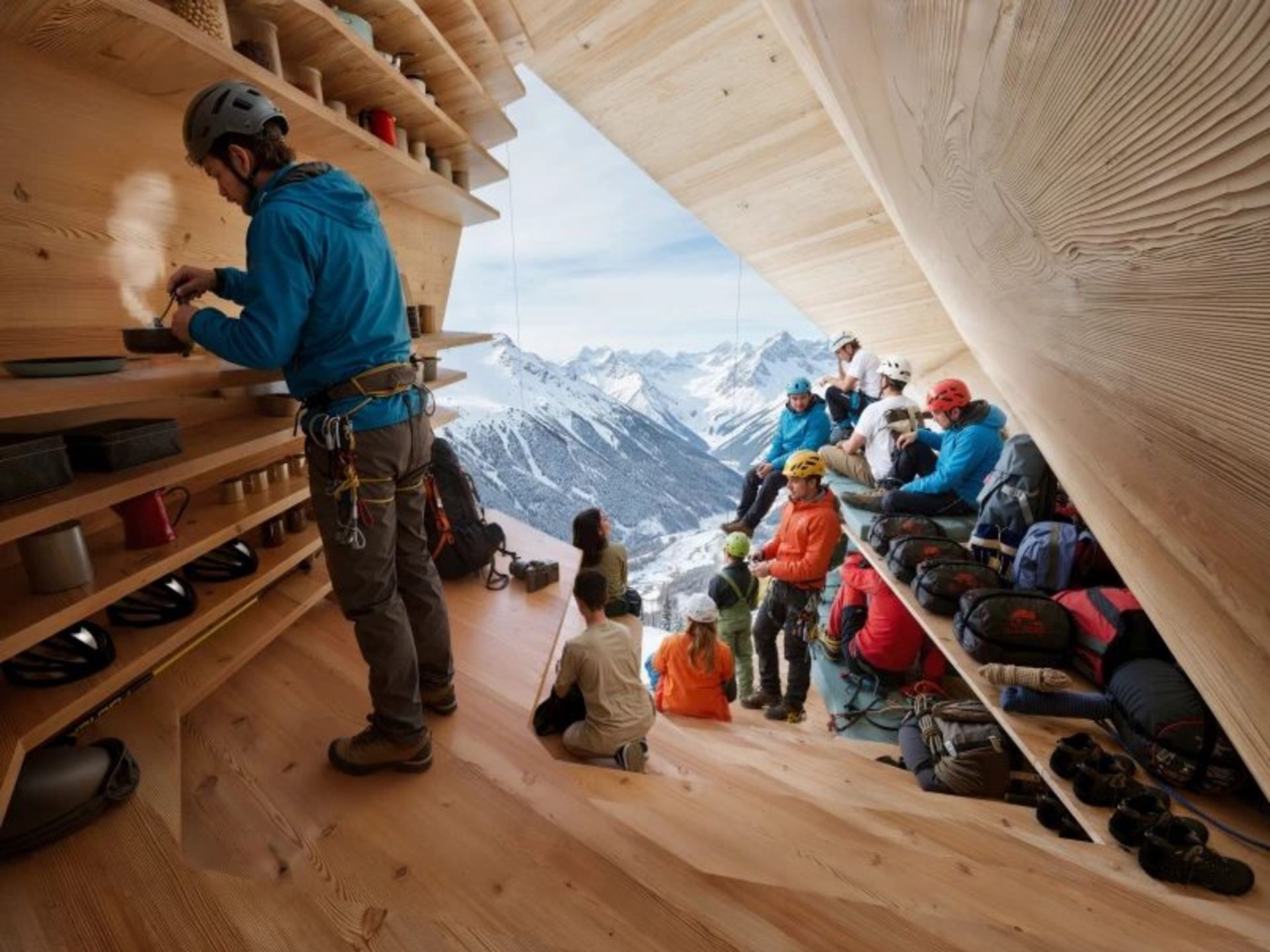 Simulation of the interior of the Alpine mountain lodge