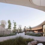 The architecture and spaces of the Ghaf Woods center in Dubai