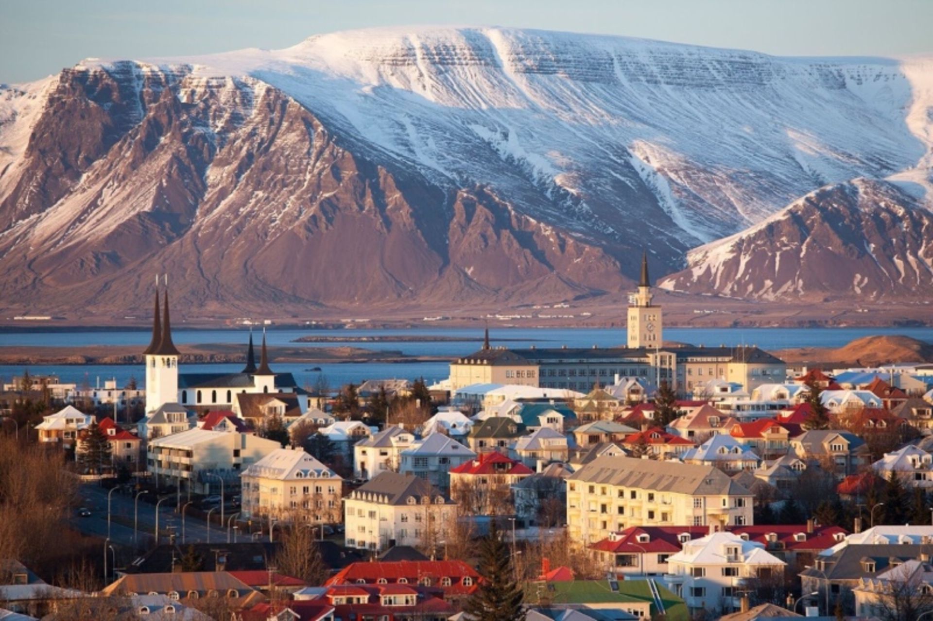 Mountain cityscape in Iceland