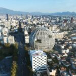 Aerial view of the shining globe of Albania