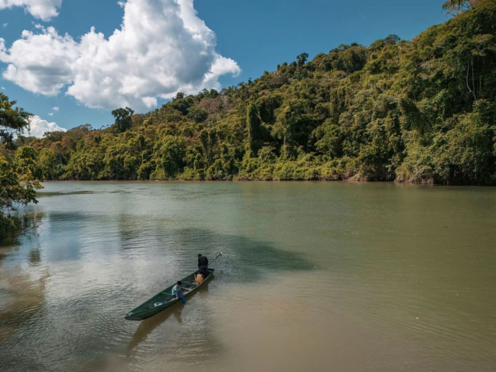 View of the Amazon River under the sun