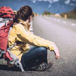 Female tourist on the back road