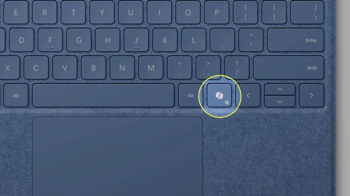 The position of artificial ielligence button on the keyboard
