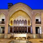The exterior and courtyard of the Ameri House in Kashan