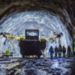 Giant drilling and concrete injection machines being prepared in the Rogue Fast Tunnel