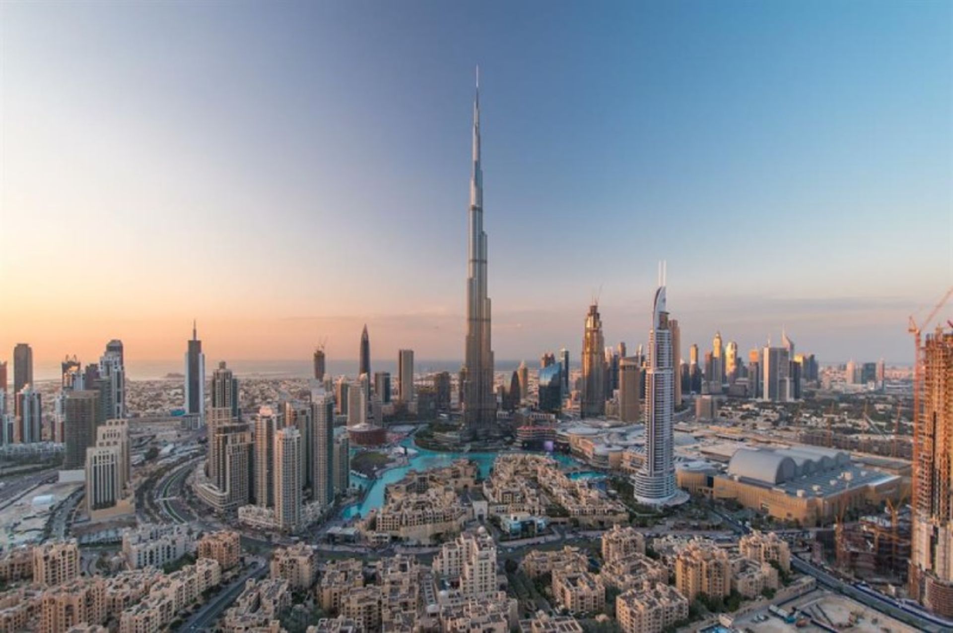 Exterior view of Burj Khalifa and surrounding buildings