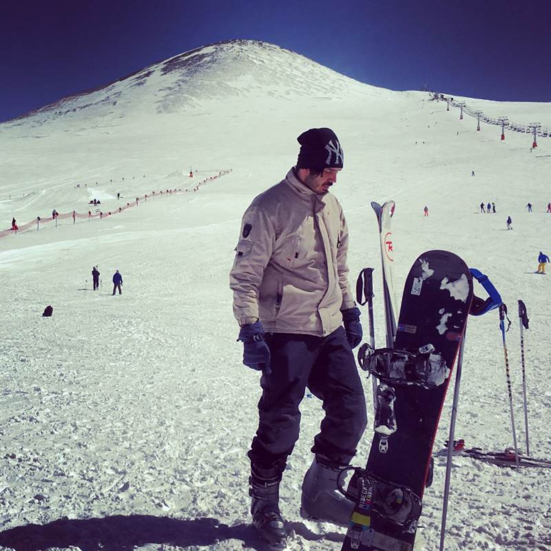 People skiing at the iernational ski resort of Tehran