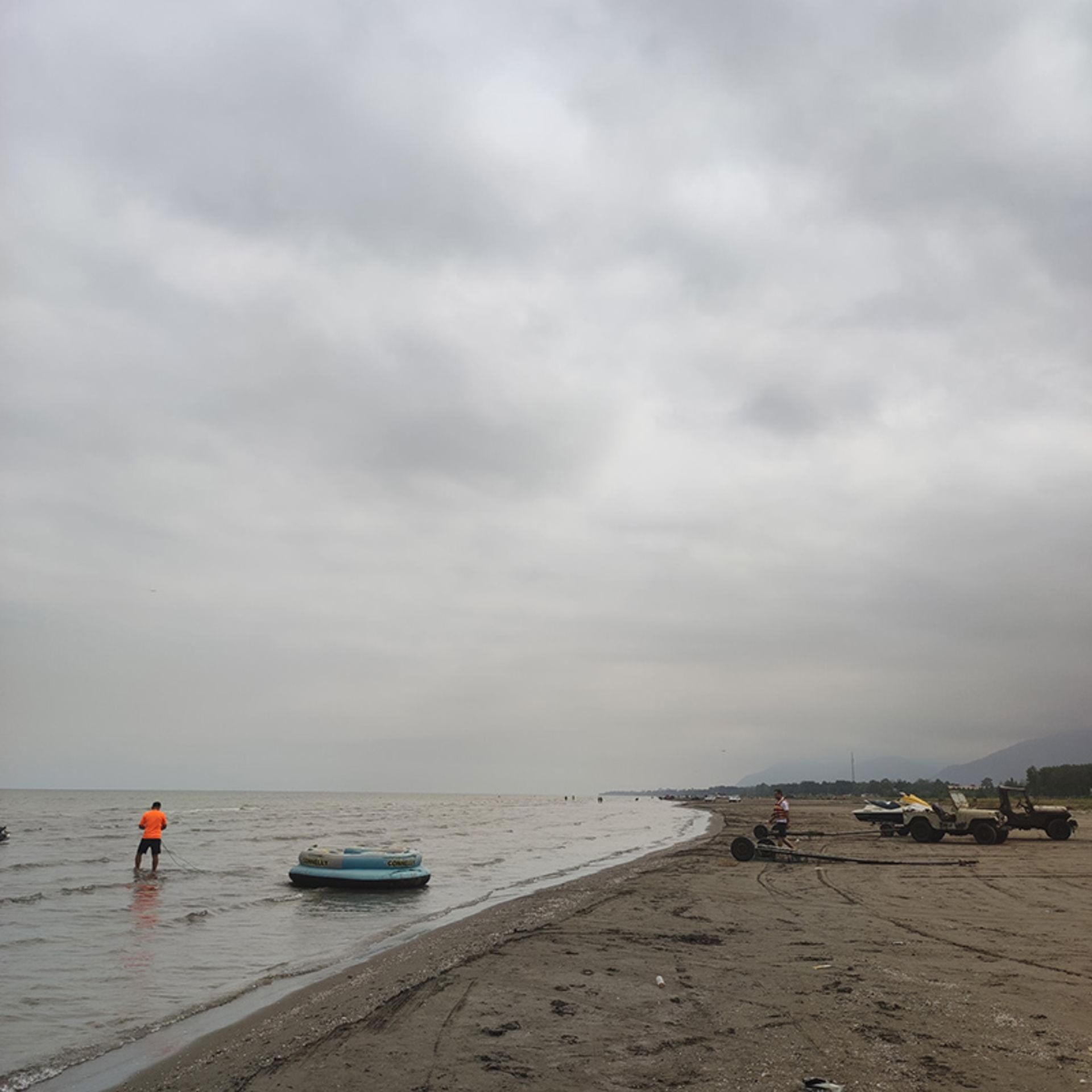 Preparation of boats on the beach of Geisha beach park