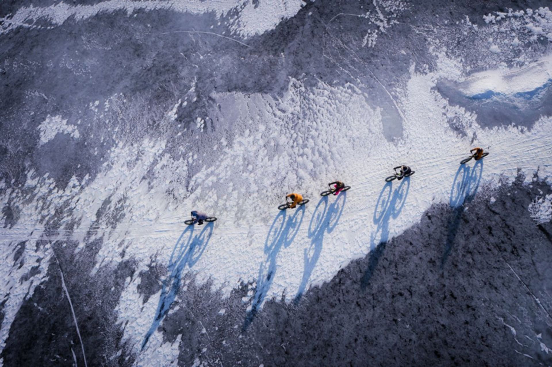 Aerial photo of cyclists in Oulu, Finland