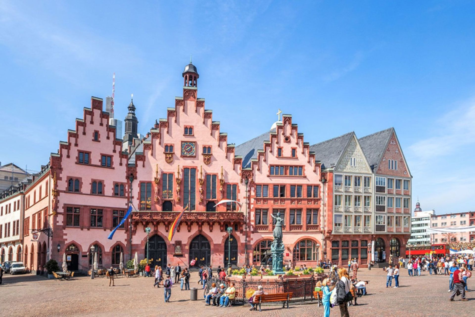 Romerberg Square in Frankfurt, with historic buildings