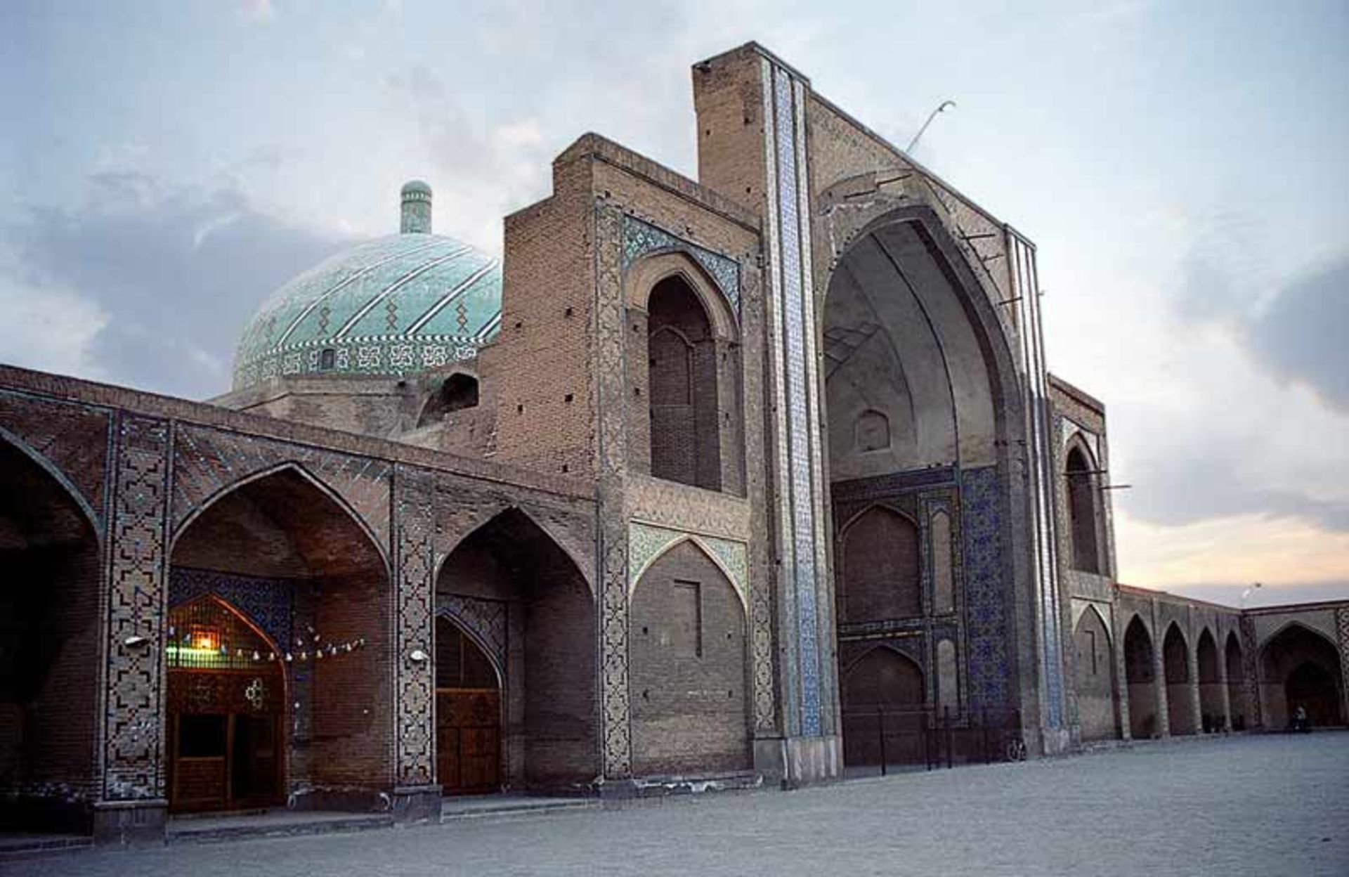 The porch and rosary of Qazvin Jame Mosque from the view of the courtyard of the mosque