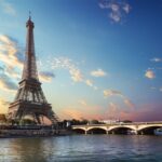 The Eiffel Tower by the Seine River in France