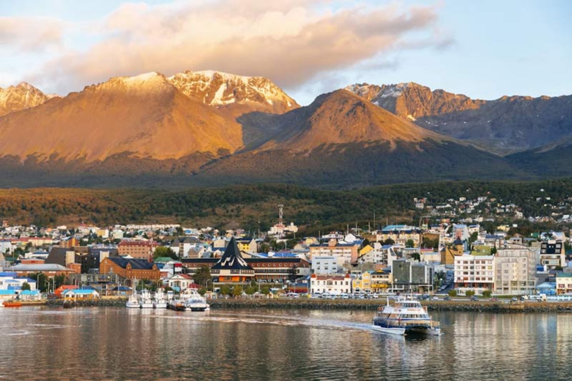 Colorful houses of the coastal city of Ushuaia