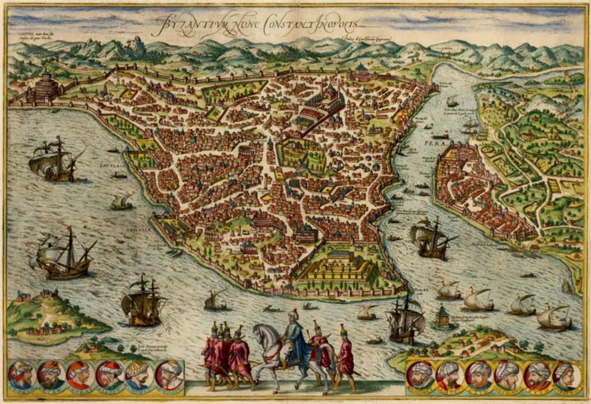 An old and illustrated map of Constainople
