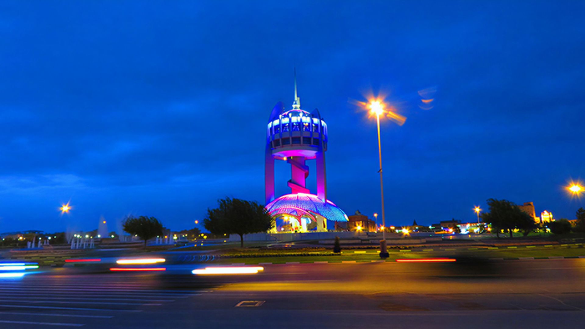 Gorgan tower at night