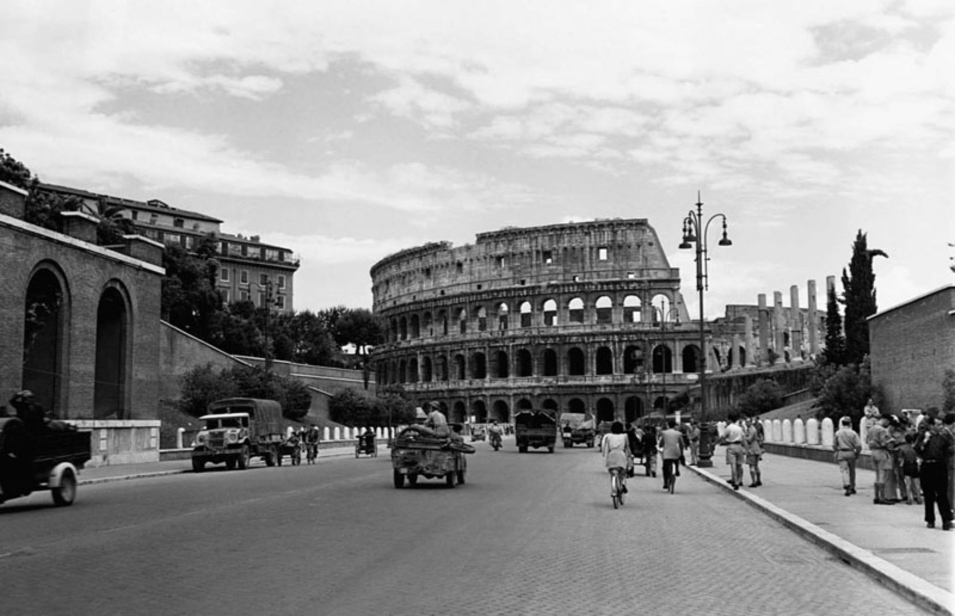 A view of the Rome Colosseum from the street