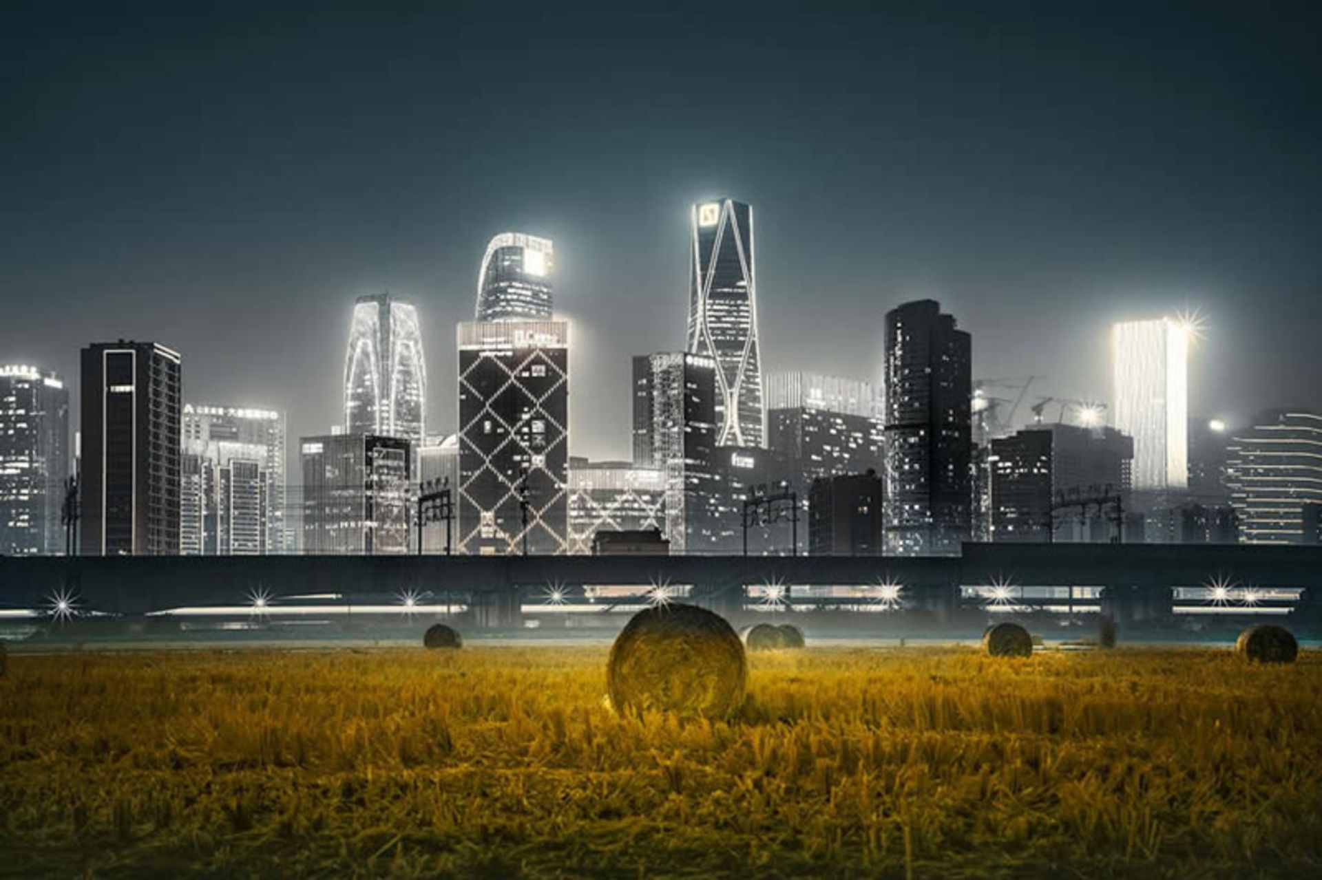 Urbanization over rice fields