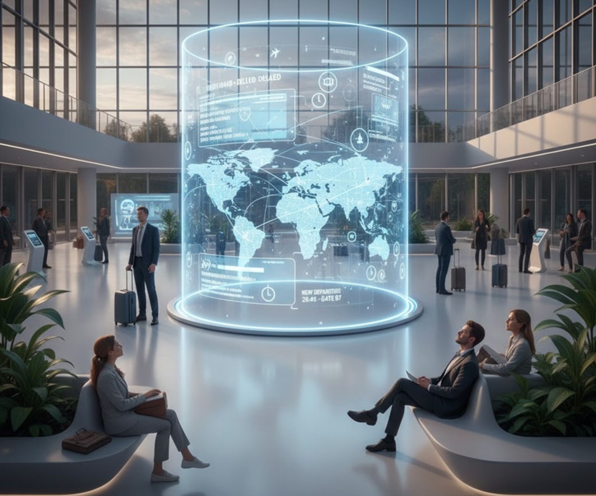 Mechanized airport waiting hall with artificial ielligence