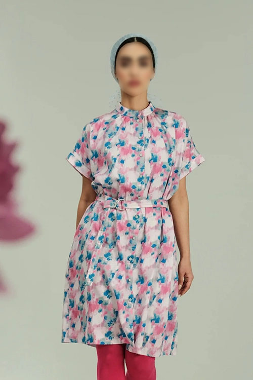 Women's short home made cotton shirt with floral and faasy design