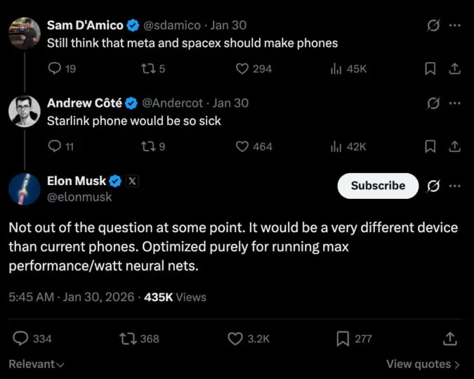Elon Musk and SpaceX may make a smartphone with Starlink satellite connection - diginoy