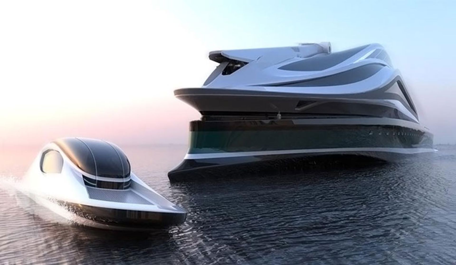 A sketch of the luxury ship Avangardia next to the lifeboat