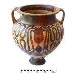 A large bronze age vessel decorated with the symbolic motif of an octopus
