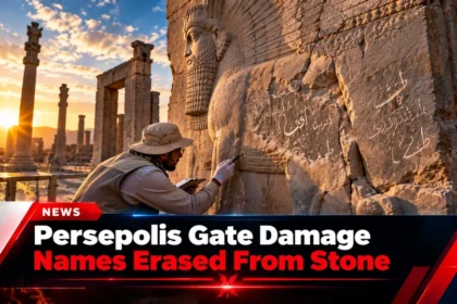 Persepolis Gate of Nations damage and erased names