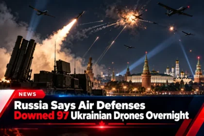 Russia says air defenses downed 97 Ukrainian drones overnight