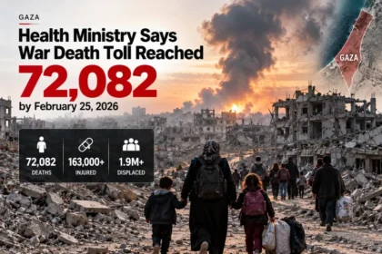 Gaza Health Ministry says war death toll reached 72,082 by February 25, 2026
